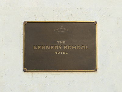 Kennedy School Hotel Branding branding founders grotesk hotel hotel branding logo pitch plaque retro signage typography vintage