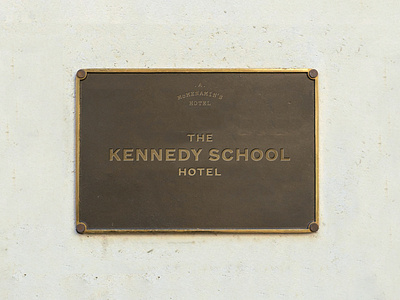 Kennedy School Hotel Branding branding founders grotesk hotel hotel branding logo pitch plaque retro signage typography vintage