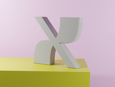 36 Days of Type _ X 36days 36daysoftype 36daysoftype08 3d 3d art 3d design 3d lettering 3d render branding concrete design fun geometric objects letterform modeling object sculpture texture type x