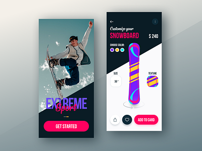 App concept, customize your snowboard app app design branding design extreme inspiration snowboard snowboarding store ui ux ui ux design