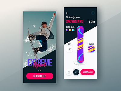 App concept, customize your snowboard