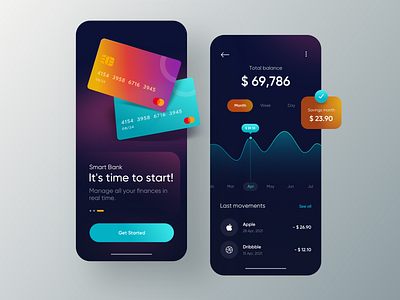 Smart Bank App 😀 app app design bank dark design fintech inspiration minimalist mobile ui ux ux ui ux design