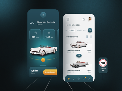 Car rental App 🚘 app app design application car dark dark mode inspiration ios minimalist mobile rental car ui ui design ux ux ui ux design