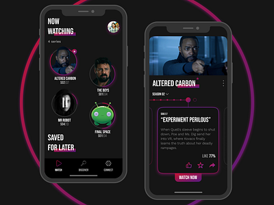 Tv Tracker iOS concept app app concept design entertainment app gradients ios app design tv app tv shows tv tracker tv tracking typography ui ux