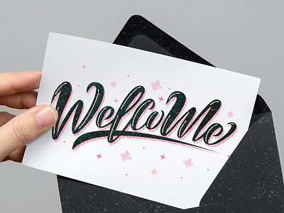 Welcome card card lettering texture type typography welcome