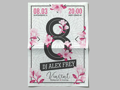 Party time eigh flower music pink placard poster