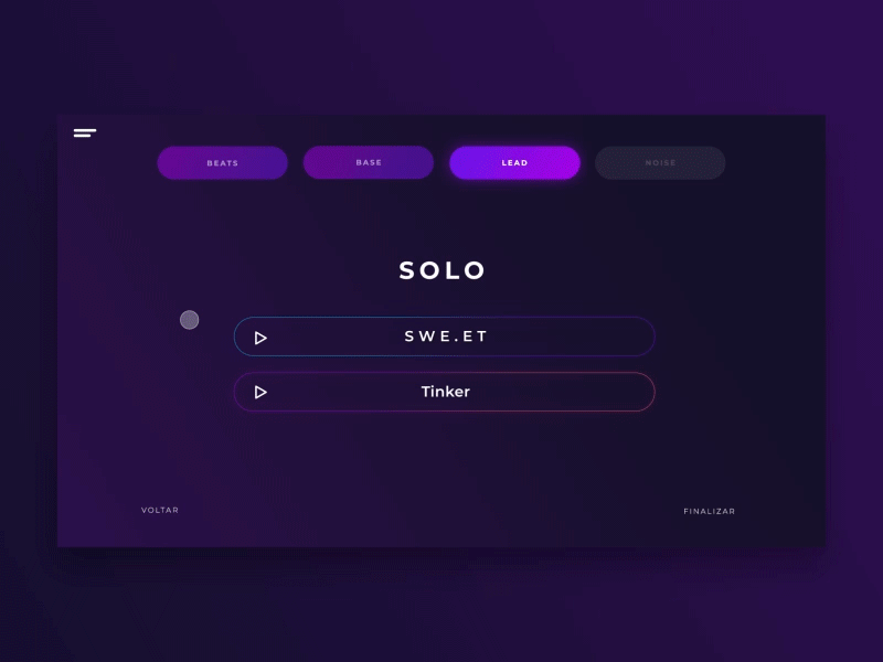 Chill.Fy - Do it Yourself button cyber lo fi menu microinteractions music play purple step by step ui ux web design