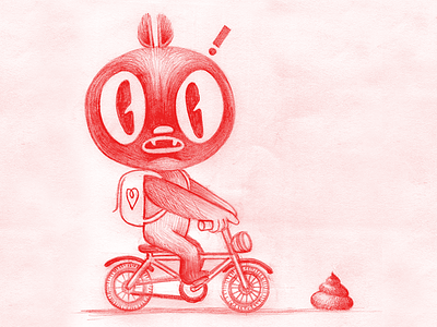 ֿStreet Obstacle backpack bicycle character design drawing illustration monster pencil poop sketch sketchbook street