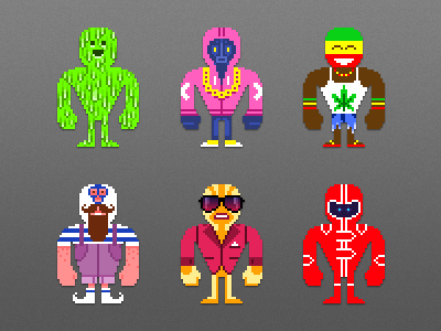 Pixel luchadores - 3 by Oleg Milshtein on Dribbble