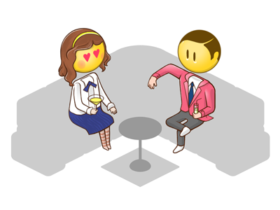 isometric avatars concept 2 character gossip girl illustration smiley