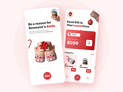 Online Gift and Payment App animation app design branding christmas creative design ecommerce app flat design gift gift app gradient illustration magical minimal onboarding online shopping payment app ui user interface ux