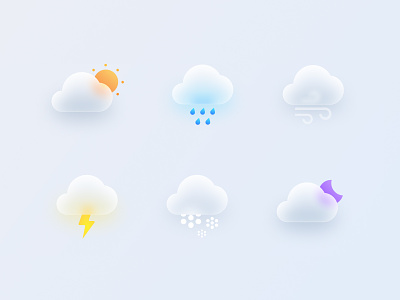 Weather Icons branding design glass graphic design icon illustration minimal ui vector