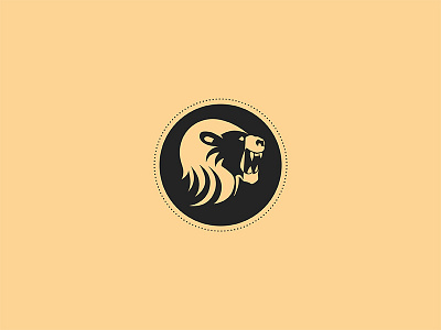 Lion badge brand design flat graphic design icon lion mark minimal roar yellow