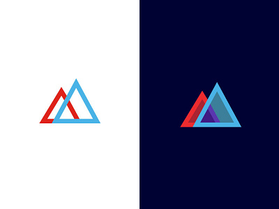 Logo Concept blue branding depth design flat graphic design logo mark minimal mountain red triangle