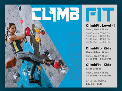 Poster - ClimbFit blue bouldering climb design graphic design indoor bouldering poster print simple wall