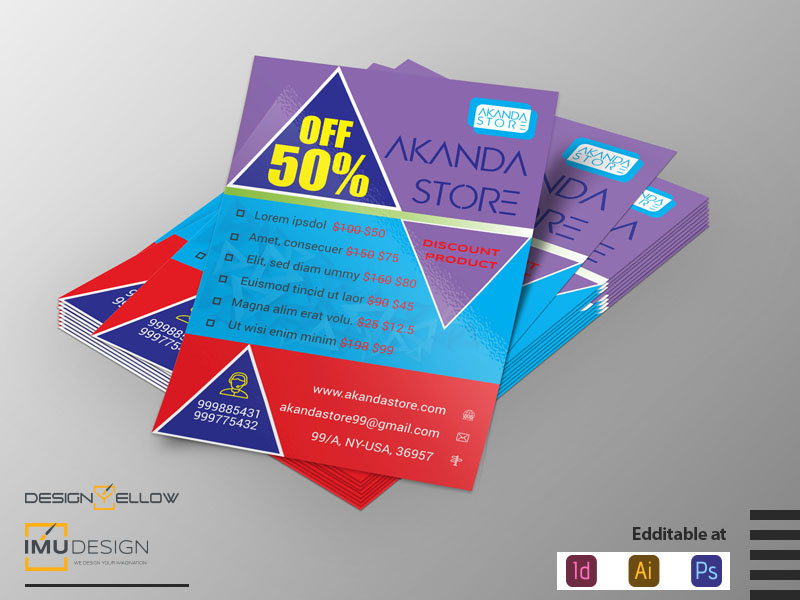 Discount Flyer / Print Design / Flyer Design portfolio navigation menu grid flat branding product print offer graphic discount design