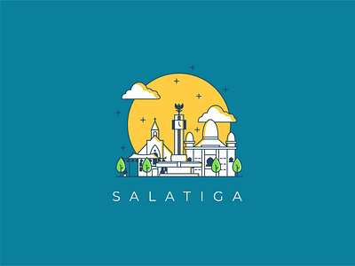 Salatiga Kota Toleran city design illustration indonesia jawa tengah landmark line art logo logo design monoline salatiga