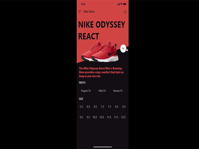 Nike App Concept animation app branding design ecommerce interaction ios 10 nike pink prototype red shoe shop ui ux xd