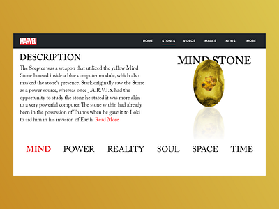 The Mind Stone | Marvel Web Design | Adobe XD