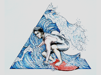 Surfin art artwork beach design illustration manual sport surf surfin watercolor