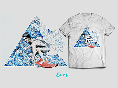 Surfin Tees art artwork beach design illustration manual sport sporty surf surfin tees watercolor