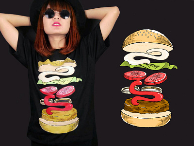 Burger illustration for Saymerch. art artwork burger coloring culinary delicious design digital food illustration manual tees