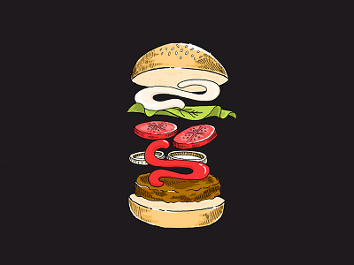 Burger illustration for Saymerch art artwork burger coloring culinary delicious design digital food illustration manual tees