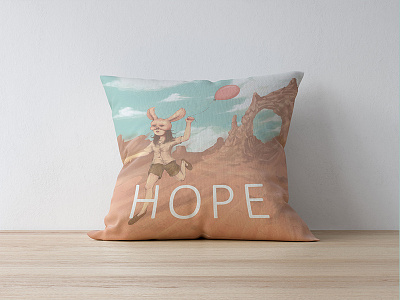 Bunny Hope Pillow art artwork bunny child design digital painting girl hope illustration mask pillow surrealism