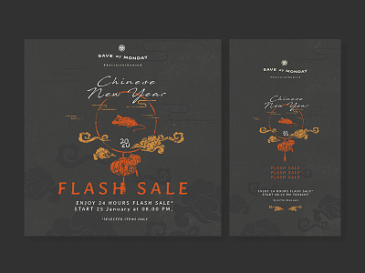 chinese new year banner for savemymonday artwork banner ads design digital fashion flash sale graphic graphic design greetings illustration lifestyle promotional promotional design raw rough rugged social media banner vector vintage web banner