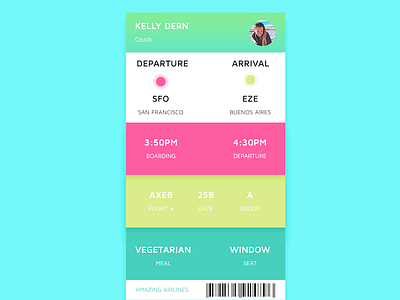 100 Days of Travel UI - 17 Boarding Pass boarding card check in interaction minimal travel ui ux