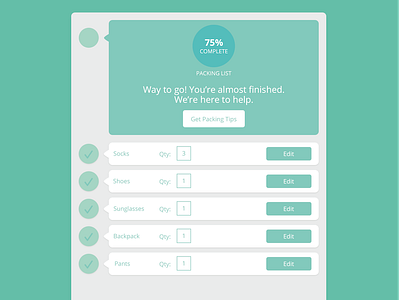 100 Days of Travel UI - 19 Packing List check list interaction minimal packing travel ui ux