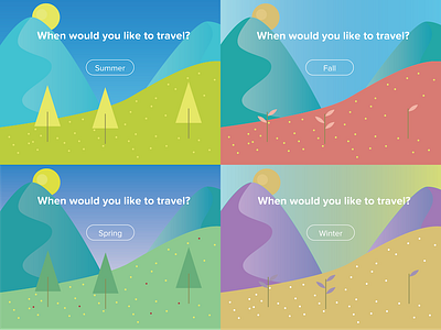 100 Days of Travel UI - Seasonal Travel flat illustration minimal seasons travel ui vector