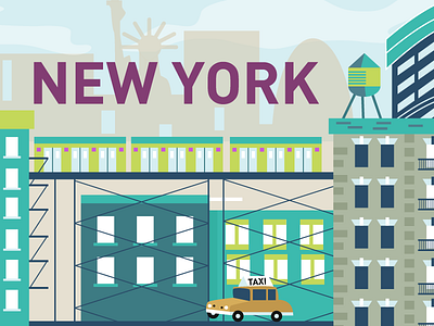 New York City social media campaign flat illustration location new york city nyc