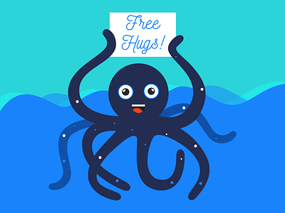 Free Hugs illustration animal flat hugs illustration octopus thepeace