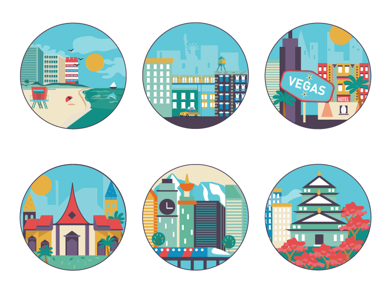 Cities Icons by Kelly Dern on Dribbble