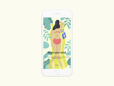 Loading screen illustration beach illustration ios mobile tanning ui