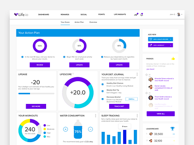 Life.io dashboard refresh chart dashboard graph health insurance ui wellness wireframe