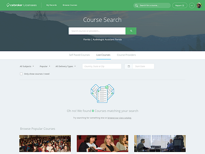Course Search Empty State course education empty empty state search ui ux
