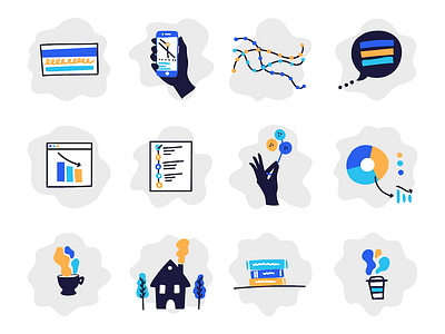 Wittle product illustrations debt financial graph icon illustration ui