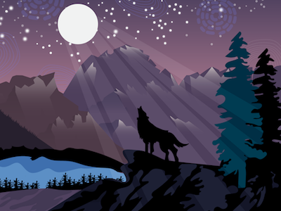 Pick and Howl colorado illustration moon mountain web wolf