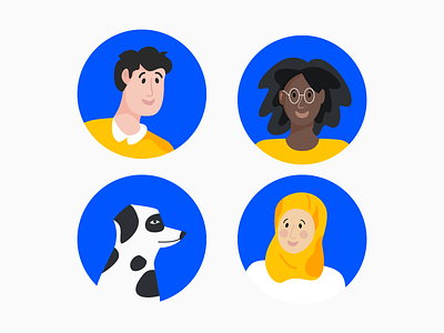 Character illustration avatars dog icons illustration minimalism people