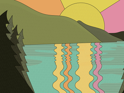 Summer Lake Illustration