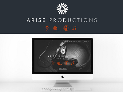 Arise Production black and white branding business color company branding dance design front end front end design illustrator logo minimal minimalistic music production rebrand red vector web design website concept