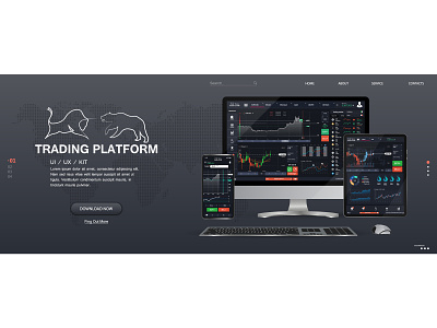 Trading Platform. Website mockup, app analysis app binary business charts crypto cryptocurrency dashboard forex kit mockup option platform platforms trade trading ui ux web website