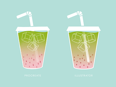 Strawberry Matcha design drawing drink ice cube iced latte illustration illustrator latte matcha procreate strawberry vector