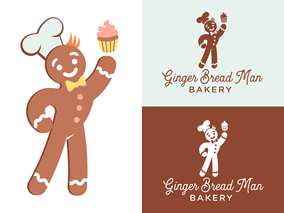 Ginger Bread Man Bakery bakery baking branding cookie cute design gingerbread gingerbread man illustration logo mascot typography vector