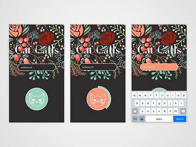 Cat Calls app cats design feminine feminist flowers illustration ui ux