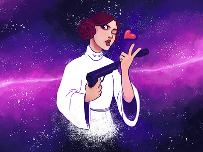 Sassy and Badass-y carrie fanart fisher illustration leia organa painting princess space star wars