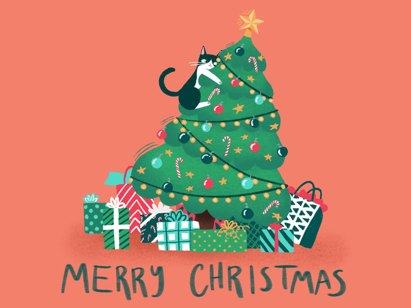 And A Cat Taking Down A Christmas Tree By Sara Wasserboehr On Dribbble