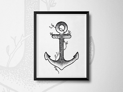 Sketch #2 anchor black and white dots drawing illustration pen sketch tattoo